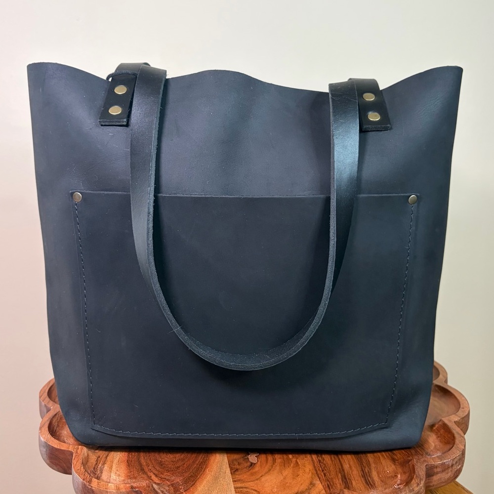 Portland Leather Classic Tote Shadow Black Nubuck Leather NWT - Picture 16 of 16